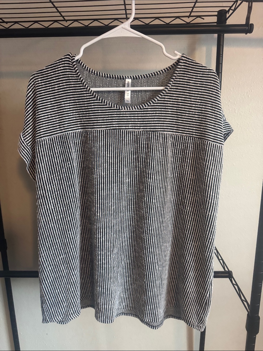 Women's Black & White Striped Short-Sleeve Crew Tee
